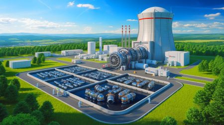Illustration de la transformation des déchets nucléaires américains en source d'énergie par la start-up Oklo.