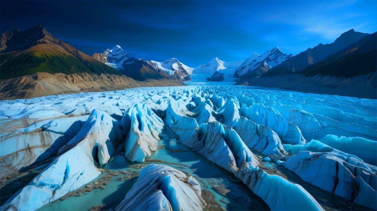 Illustration de la fonte accélérée des glaciers asiatiques sous l'effet du réchauffement climatique et des variations de mousson.