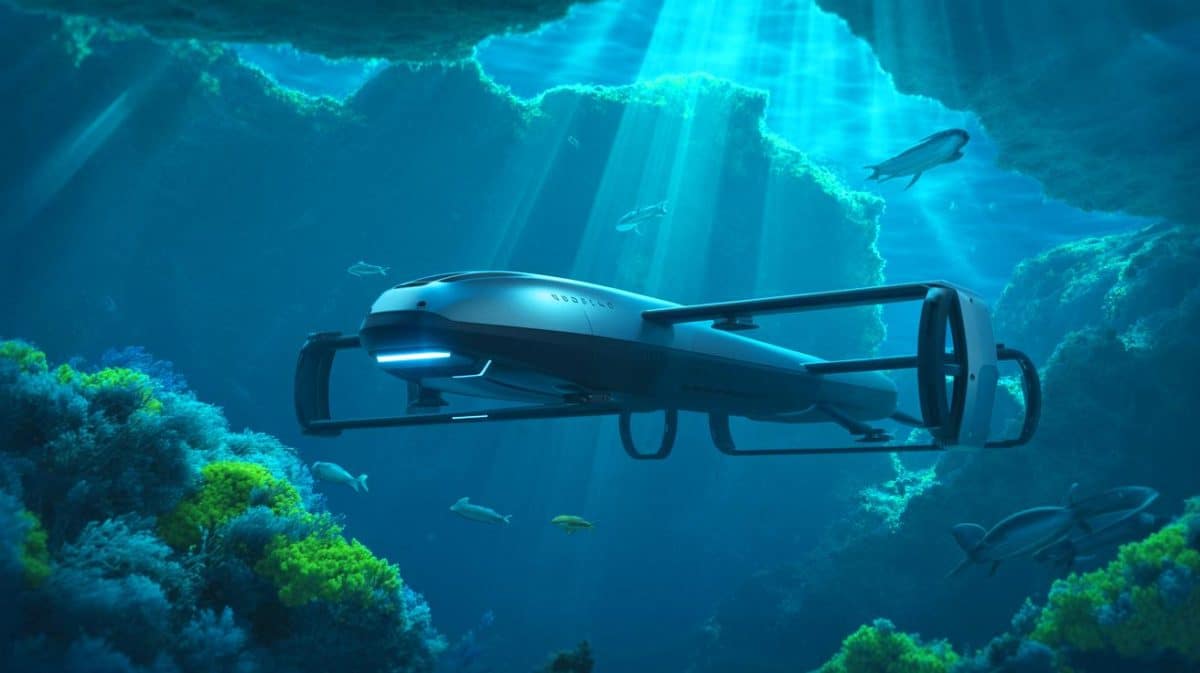 Illustration de Redwing, le drone sous-marin autonome réalisant le premier tour du monde pour collecter des données océanographiques.