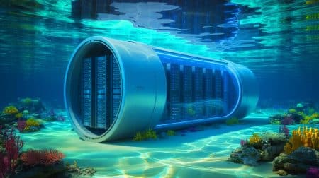 Illustration de la capsule de données sous-marine de 1 433 tonnes lancée par la Chine au large de Hainan.
