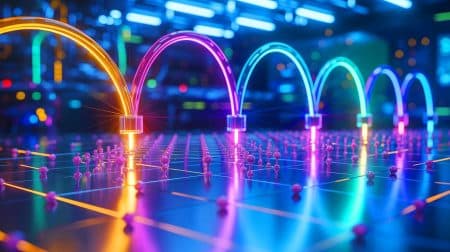 « Un avenir incertain » : cet exploit scientifique américain bouleverse tout et pourrait changer votre vie (pour toujours). Illustration de qubits moléculaires compatibles avec les fibres optiques pour l'internet quantique.
