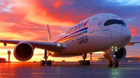 Nouvelle commande chinoise : Airbus célèbre un contrat pour six A350F, renforçant sa présence en Asie Illustration de l'Airbus A350F, nouvel atout d'Air China Cargo pour le transport aérien éco-responsable.