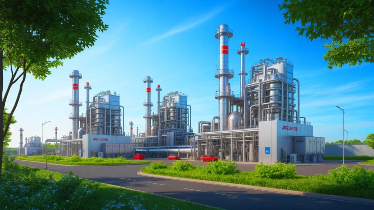 Illustration de l'investissement d'Air Liquide dans l'usine de Yulin pour réduire les émissions de CO₂.