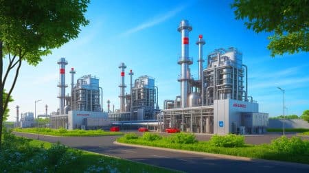 Illustration de l'investissement d'Air Liquide dans l'usine de Yulin pour réduire les émissions de CO₂.